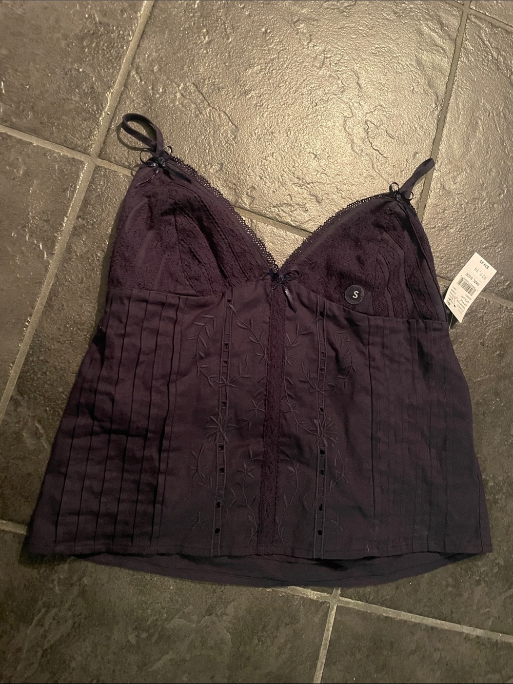 Navy Lace Trim Cami Top - Small